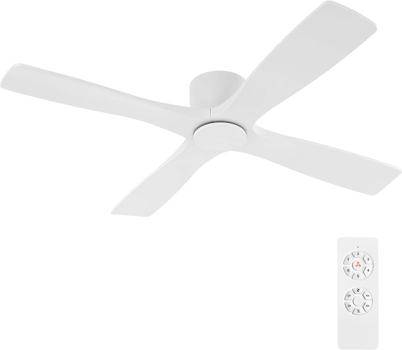 54 in. Flush Mount Ceiling Fans without Lights, 4 Reversible Carved Wood Blade Ceiling Fans, Quiet Hugger Ceiling Fan NO Light-16-ErisView