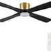 54 in. Flush Mount Ceiling Fans without Lights, 4 Reversible Carved Wood Blade Ceiling Fans, Quiet Hugger Ceiling Fan NO Light-25-ErisView