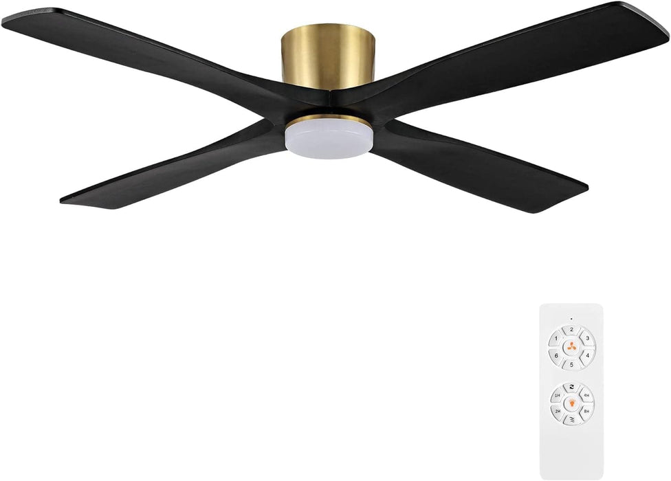 54 in. Flush Mount Ceiling Fans without Lights, 4 Reversible Carved Wood Blade Ceiling Fans, Quiet Hugger Ceiling Fan NO Light-25-ErisView