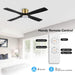 54 in. Flush Mount Ceiling Fans without Lights, 4 Reversible Carved Wood Blade Ceiling Fans, Quiet Hugger Ceiling Fan NO Light-26-ErisView