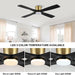 54 in. Flush Mount Ceiling Fans without Lights, 4 Reversible Carved Wood Blade Ceiling Fans, Quiet Hugger Ceiling Fan NO Light-29-ErisView