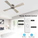 54 in. Flush Mount Ceiling Fans without Lights, 4 Reversible Carved Wood Blade Ceiling Fans, Quiet Hugger Ceiling Fan NO Light-2-ErisView