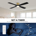 54 in. Flush Mount Ceiling Fans without Lights, 4 Reversible Carved Wood Blade Ceiling Fans, Quiet Hugger Ceiling Fan NO Light-31-ErisView