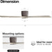 54 in. Flush Mount Ceiling Fans without Lights, 4 Reversible Carved Wood Blade Ceiling Fans, Quiet Hugger Ceiling Fan NO Light-4-ErisView