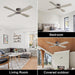 54 in. Flush Mount Ceiling Fans without Lights, 4 Reversible Carved Wood Blade Ceiling Fans, Quiet Hugger Ceiling Fan NO Light-7-ErisView