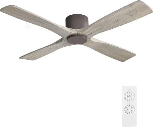 54 in. Flush Mount Ceiling Fans without Lights, 4 Reversible Carved Wood Blade Ceiling Fans, Quiet Hugger Ceiling Fan NO Light-1-ErisView