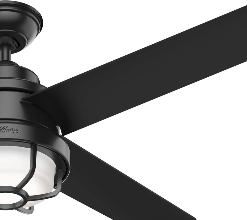 54 in. Matte Black Outdoor Fan, Indoor Outdoor Ceiling Fans with LED Light and Wall Control, Hugger Ceiling Fans-12-ErisView