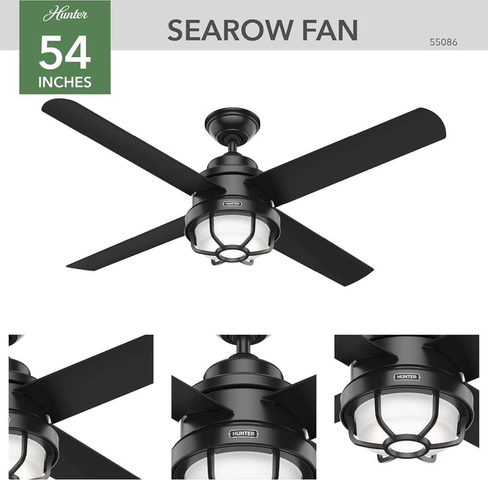 54 in. Matte Black Outdoor Fan, Indoor Outdoor Ceiling Fans with LED Light and Wall Control, Hugger Ceiling Fans-3-ErisView