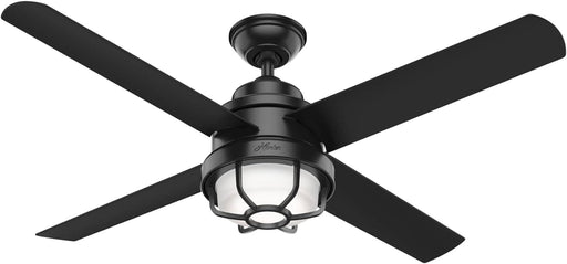 54 in. Matte Black Outdoor Fan, Indoor Outdoor Ceiling Fans with LED Light and Wall Control, Hugger Ceiling Fans-1-ErisView