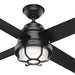 54 in. Matte Black Outdoor Fan, Indoor Outdoor Ceiling Fans with LED Light and Wall Control, Hugger Ceiling Fans-1-ErisView