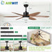 54 in. Modern Ceiling Fan with Light and Remote Control, Big Outdoor Ceiling Fans, LED Fan Light for Bedroom Living Room Kitchen-6-ErisView