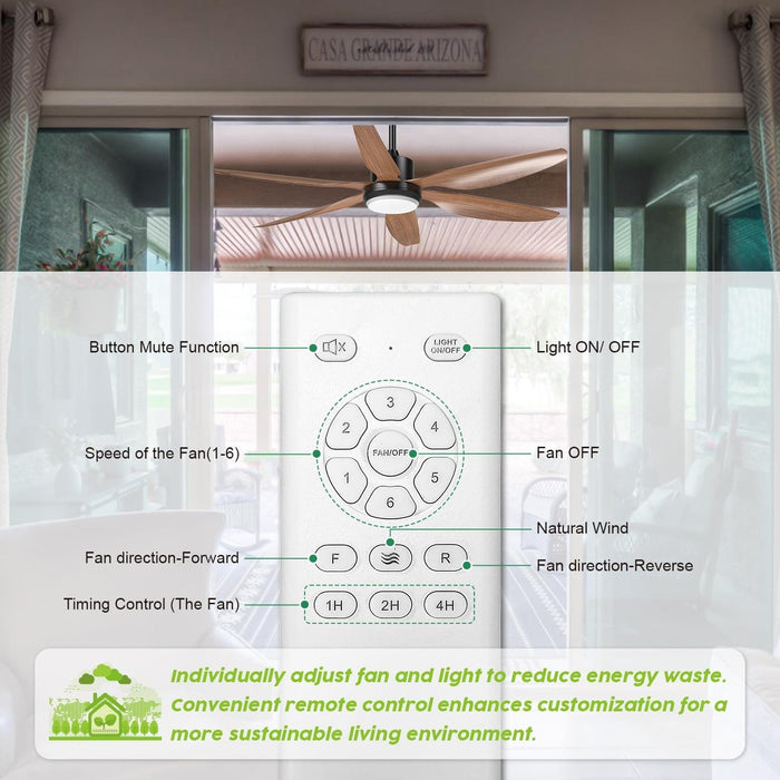 54 in. Modern Ceiling Fan with Light and Remote Control, Big Outdoor Ceiling Fans, LED Fan Light for Bedroom Living Room Kitchen-7-ErisView