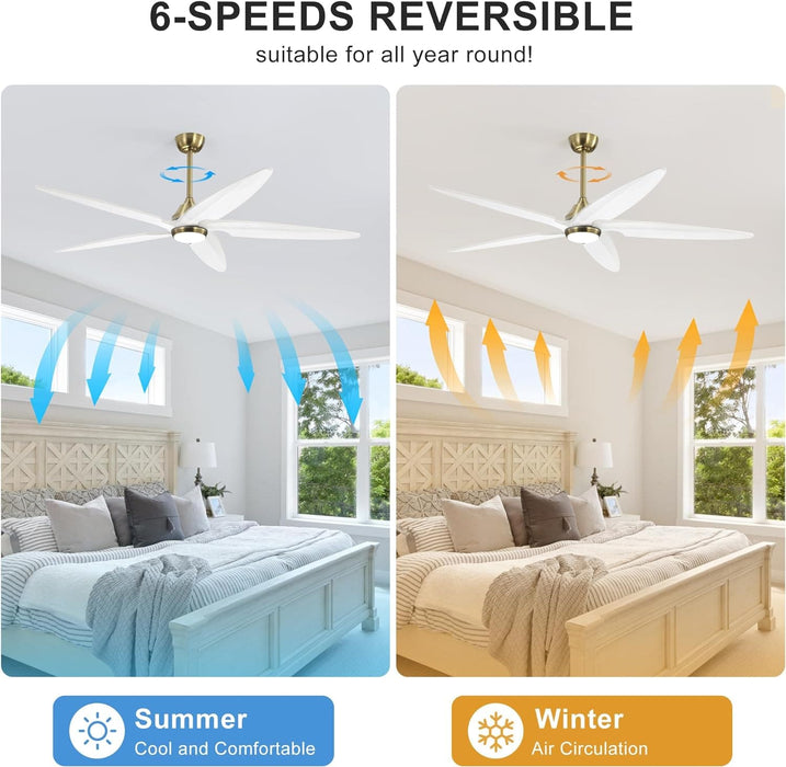 54 in. Modern Ceiling Fan with Light and Remote, Quiet Reversible DC Ceiling Fan with Downrods for Bedroom Living Room Dining Room -11-ErisView