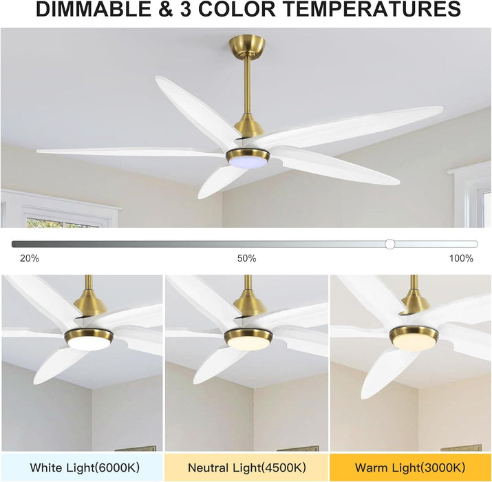 54 in. Modern Ceiling Fan with Light and Remote, Quiet Reversible DC Ceiling Fan with Downrods for Bedroom Living Room Dining Room -12-ErisView