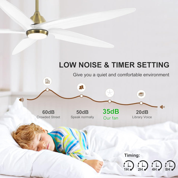 54 in. Modern Ceiling Fan with Light and Remote, Quiet Reversible DC Ceiling Fan with Downrods for Bedroom Living Room Dining Room -13-ErisView