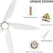 54 in. Modern Ceiling Fan with Light and Remote, Quiet Reversible DC Ceiling Fan with Downrods for Bedroom Living Room Dining Room -15-ErisView