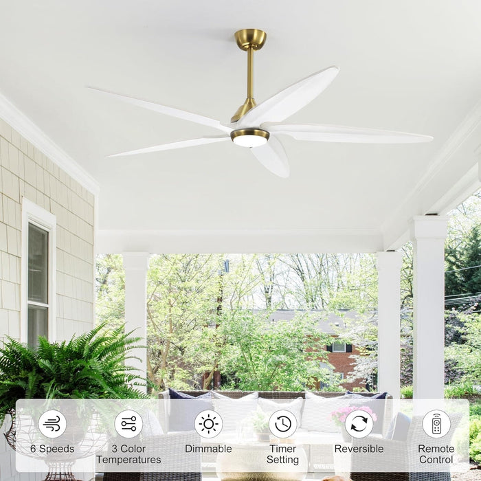 54 in. Modern Ceiling Fan with Light and Remote, Quiet Reversible DC Ceiling Fan with Downrods for Bedroom Living Room Dining Room -17-ErisView