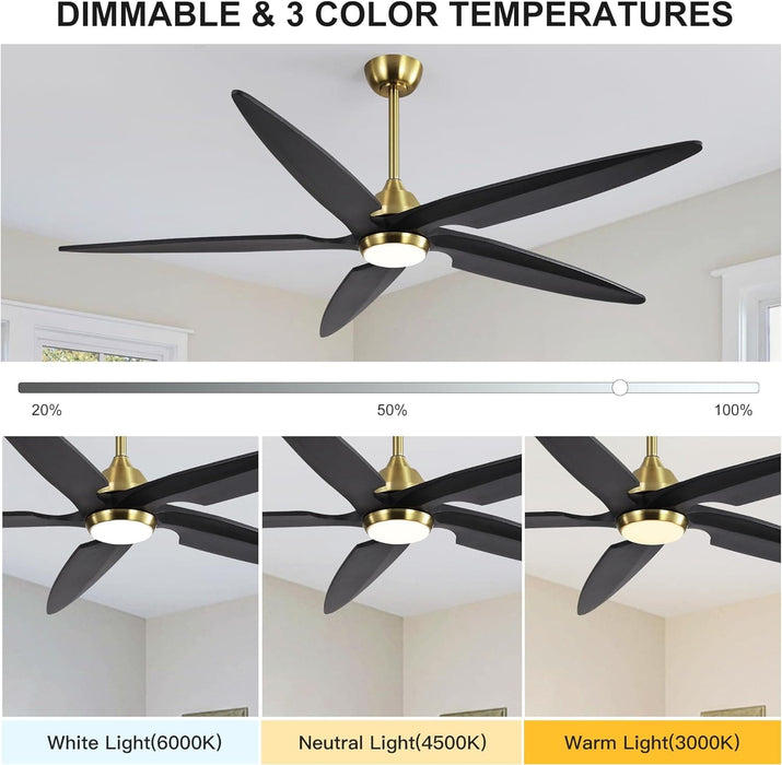 54 in. Modern Ceiling Fan with Light and Remote, Quiet Reversible DC Ceiling Fan with Downrods for Bedroom Living Room Dining Room -21-ErisView