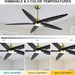 54 in. Modern Ceiling Fan with Light and Remote, Quiet Reversible DC Ceiling Fan with Downrods for Bedroom Living Room Dining Room -21-ErisView