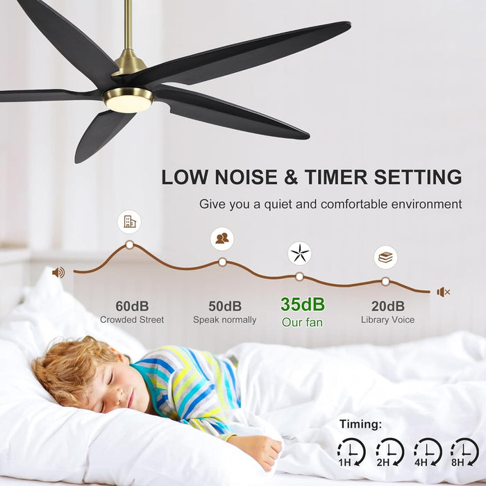54 in. Modern Ceiling Fan with Light and Remote, Quiet Reversible DC Ceiling Fan with Downrods for Bedroom Living Room Dining Room -22-ErisView
