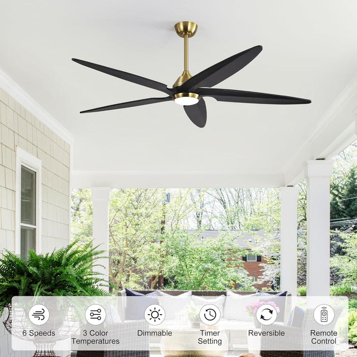 54 in. Modern Ceiling Fan with Light and Remote, Quiet Reversible DC Ceiling Fan with Downrods for Bedroom Living Room Dining Room -26-ErisView