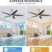 54 in. Modern Ceiling Fan with Light and Remote, Quiet Reversible DC Ceiling Fan with Downrods for Bedroom Living Room Dining Room -29-ErisView