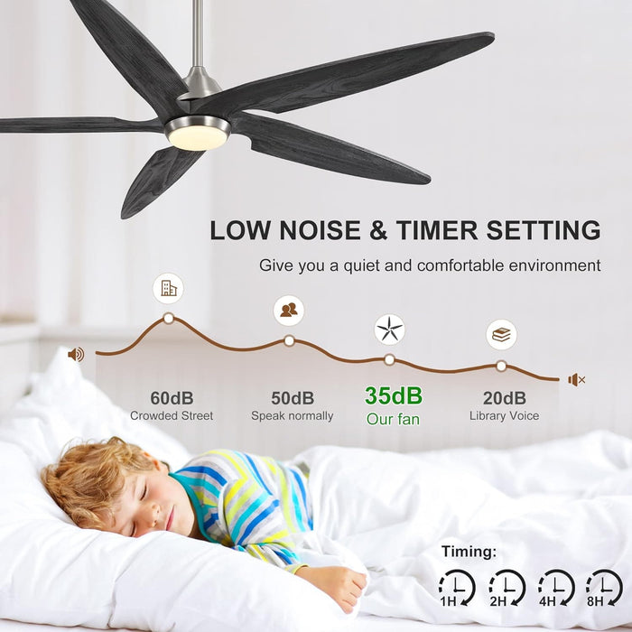 54 in. Modern Ceiling Fan with Light and Remote, Quiet Reversible DC Ceiling Fan with Downrods for Bedroom Living Room Dining Room -31-ErisView