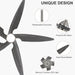 54 in. Modern Ceiling Fan with Light and Remote, Quiet Reversible DC Ceiling Fan with Downrods for Bedroom Living Room Dining Room -33-ErisView