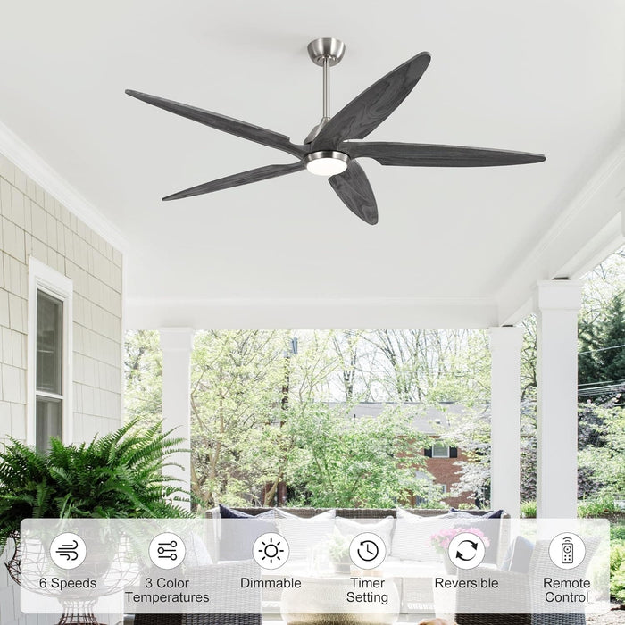54 in. Modern Ceiling Fan with Light and Remote, Quiet Reversible DC Ceiling Fan with Downrods for Bedroom Living Room Dining Room -35-ErisView