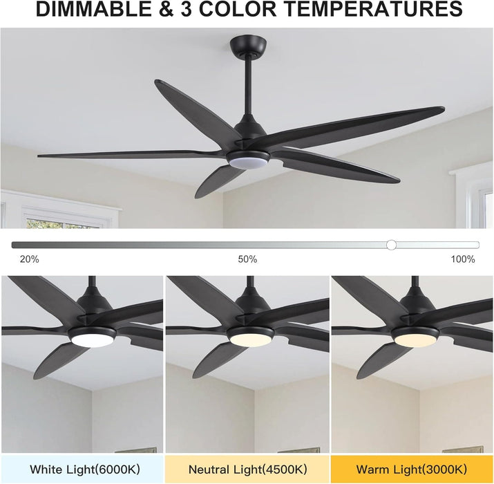 54 in. Modern Ceiling Fan with Light and Remote, Quiet Reversible DC Ceiling Fan with Downrods for Bedroom Living Room Dining Room -3-ErisView