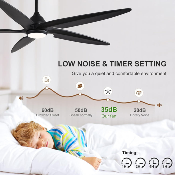 54 in. Modern Ceiling Fan with Light and Remote, Quiet Reversible DC Ceiling Fan with Downrods for Bedroom Living Room Dining Room -4-ErisView