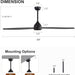 54 in. Modern Ceiling Fan with Light and Remote, Quiet Reversible DC Ceiling Fan with Downrods for Bedroom Living Room Dining Room -5-ErisView