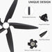 54 in. Modern Ceiling Fan with Light and Remote, Quiet Reversible DC Ceiling Fan with Downrods for Bedroom Living Room Dining Room -6-ErisView