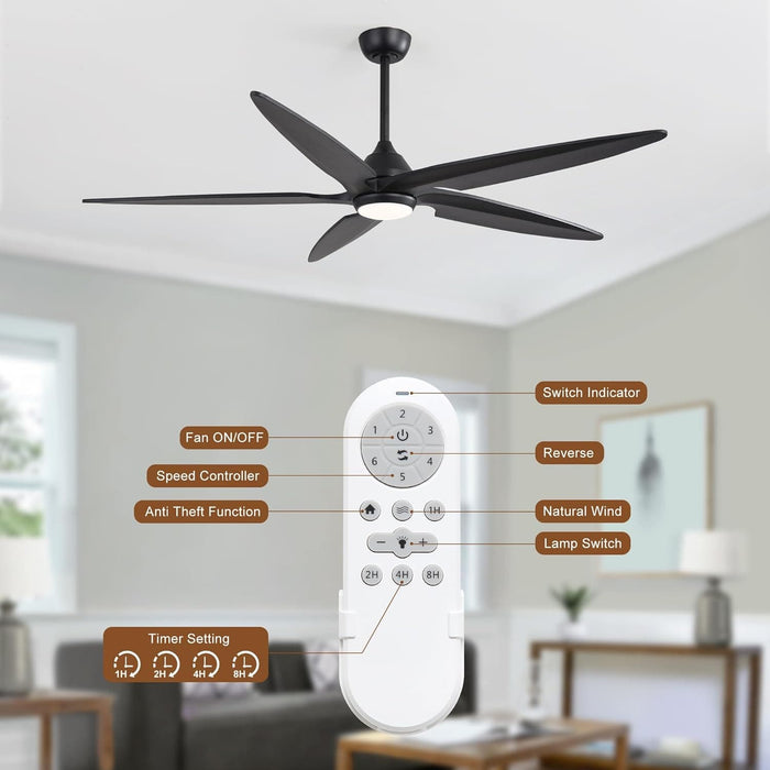 54 in. Modern Ceiling Fan with Light and Remote, Quiet Reversible DC Ceiling Fan with Downrods for Bedroom Living Room Dining Room -7-ErisView