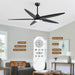 54 in. Modern Ceiling Fan with Light and Remote, Quiet Reversible DC Ceiling Fan with Downrods for Bedroom Living Room Dining Room -7-ErisView