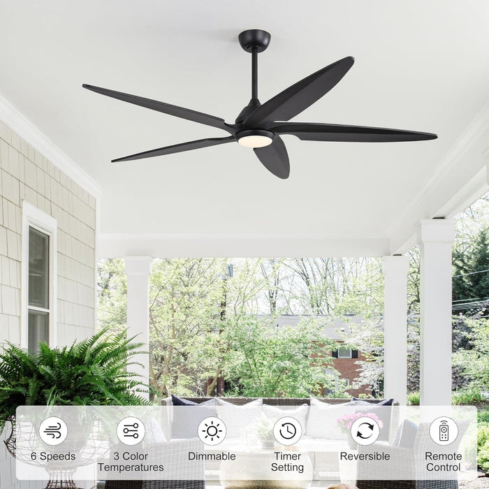 54 in. Modern Ceiling Fan with Light and Remote, Quiet Reversible DC Ceiling Fan with Downrods for Bedroom Living Room Dining Room -8-ErisView