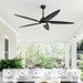 54 in. Modern Ceiling Fan with Light and Remote, Quiet Reversible DC Ceiling Fan with Downrods for Bedroom Living Room Dining Room -8-ErisView