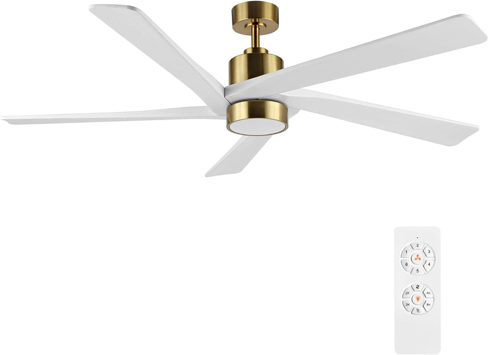 54 in. Modern DC Ceiling Fan with Lights and Remote, 5 Wood Reversible Blade Quietest Fan For Sleeping, Black Brass Ceiling Fan-10-ErisView