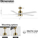 54 in. Modern DC Ceiling Fan with Lights and Remote, 5 Wood Reversible Blade Quietest Fan For Sleeping, Black Brass Ceiling Fan-12-ErisView