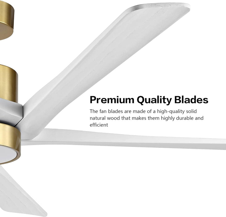 54 in. Modern DC Ceiling Fan with Lights and Remote, 5 Wood Reversible Blade Quietest Fan For Sleeping, Black Brass Ceiling Fan-14-ErisView