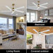 54 in. Modern DC Ceiling Fan with Lights and Remote, 5 Wood Reversible Blade Quietest Fan For Sleeping, Black Brass Ceiling Fan-17-ErisView