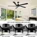 54 in. Modern DC Ceiling Fan with Lights and Remote, 5 Wood Reversible Blade Quietest Fan For Sleeping, Black Brass Ceiling Fan-23-ErisView