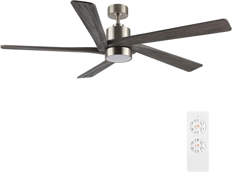 54 in. Modern DC Ceiling Fan with Lights and Remote, 5 Wood Reversible Blade Quietest Fan For Sleeping, Black Brass Ceiling Fan-28-ErisView