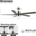 54 in. Modern DC Ceiling Fan with Lights and Remote, 5 Wood Reversible Blade Quietest Fan For Sleeping, Black Brass Ceiling Fan-30-ErisView