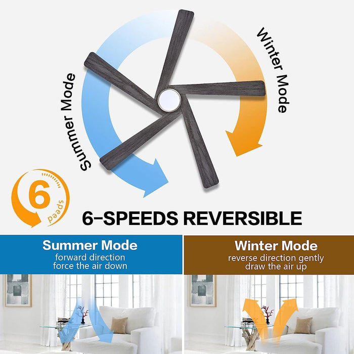 54 in. Modern DC Ceiling Fan with Lights and Remote, 5 Wood Reversible Blade Quietest Fan For Sleeping, Black Brass Ceiling Fan-31-ErisView