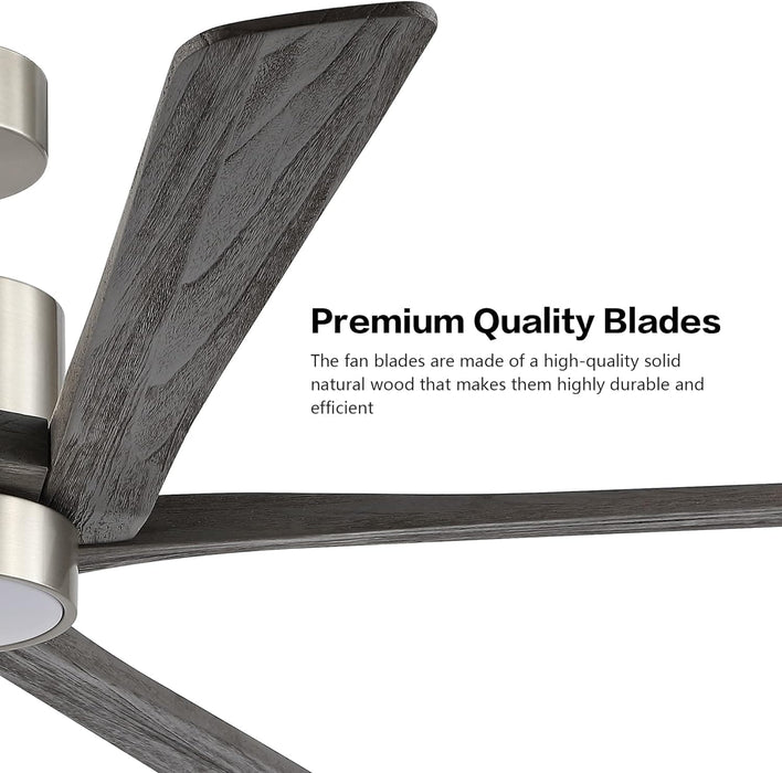 54 in. Modern DC Ceiling Fan with Lights and Remote, 5 Wood Reversible Blade Quietest Fan For Sleeping, Black Brass Ceiling Fan-32-ErisView