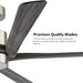 54 in. Modern DC Ceiling Fan with Lights and Remote, 5 Wood Reversible Blade Quietest Fan For Sleeping, Black Brass Ceiling Fan-32-ErisView