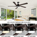 54 in. Modern DC Ceiling Fan with Lights and Remote, 5 Wood Reversible Blade Quietest Fan For Sleeping, Black Brass Ceiling Fan-42-ErisView