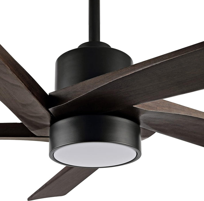 54 in. Modern DC Ceiling Fan with Lights and Remote, 5 Wood Reversible Blade Quietest Fan For Sleeping, Black Brass Ceiling Fan-45-ErisView
