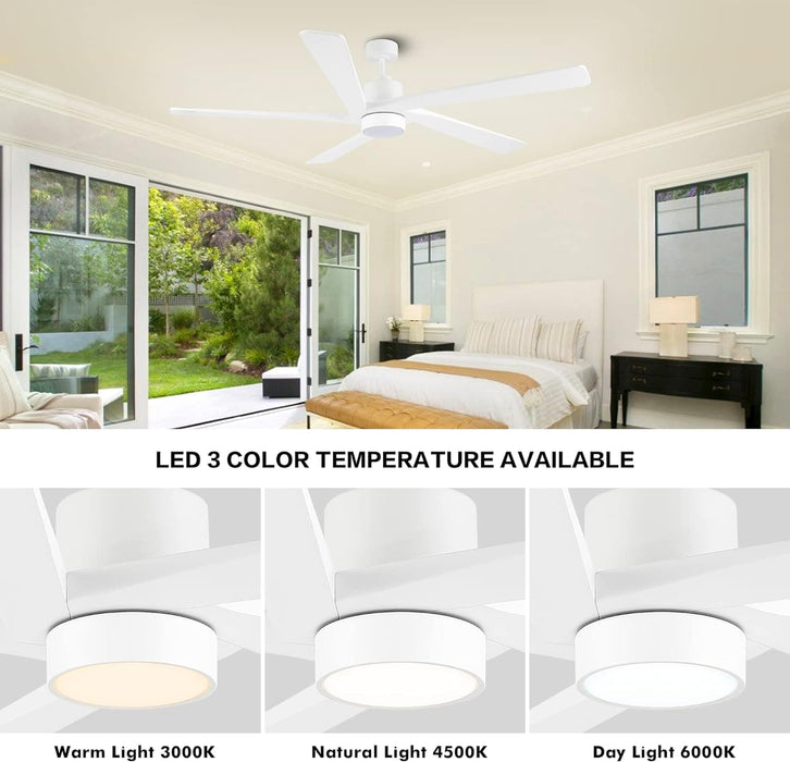 54 in. Modern DC Ceiling Fan with Lights and Remote, 5 Wood Reversible Blade Quietest Fan For Sleeping, Black Brass Ceiling Fan-50-ErisView